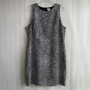 J. Crew Factory size 20 sleeveless sheath dress navy leopard knee length cotton